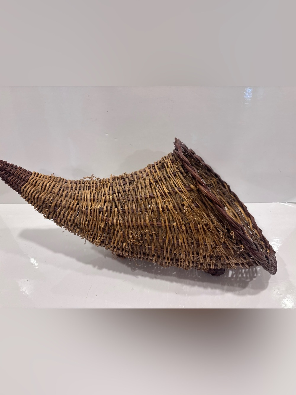 Handwoven Wicker Basket Accent - Natural Brown- vintage- 19”